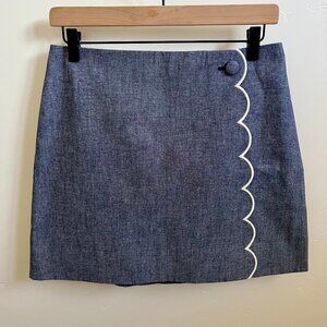 J. Crew Chambray Skirt with Scalloped Detail